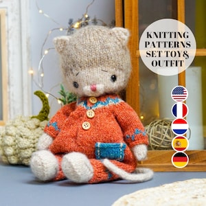 Knitting patterns - Baby Cat + onesie by Polushkabunny