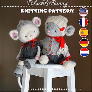 Mouse knitting pattern for a clothes for boy and girl (13 inches tall)|  Christmas gift / Polushkabunny