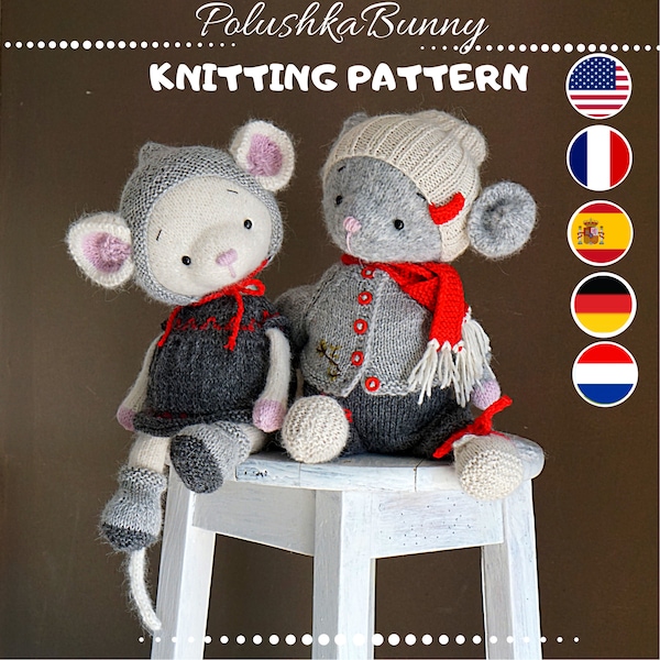 Mouse knitting pattern for a clothes for boy and girl (13 inches tall)|  Christmas gift / Polushkabunny