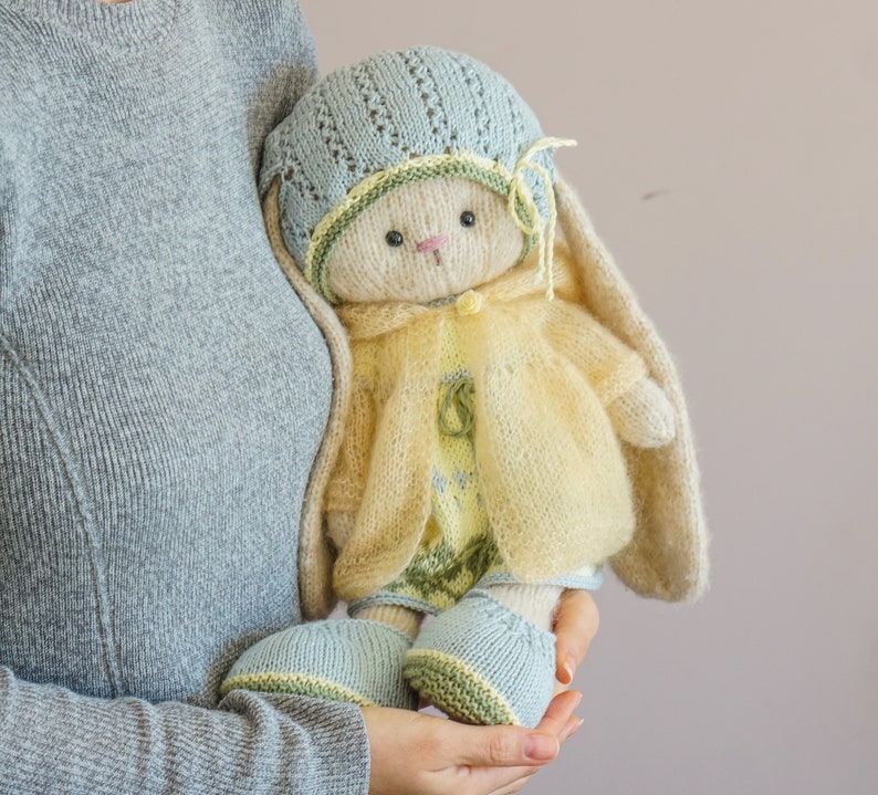Toy clothes knitting pattern for a bunny  lamb Outfit Pretty