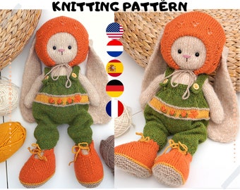 Patrón de tejido de ropa de muñeca - Traje acogedor 2 / se adapta a conejito/cordero/cachorro/ - Patrón de tejido de ropa de juguete / Polushkabunny