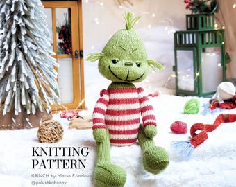 Grinch knitting toy pattern - Toy Knitting Patterns / Polushkabunny