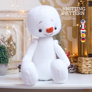 Snowman knitting pattern - Toy Knitting Pattern by Polushkabunny