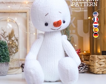 Snowman knitting pattern - Toy Knitting Pattern by Polushkabunny