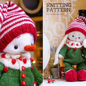 Knitting Toy Clothes Pattern - Christmas Pajama by Polushkabunny