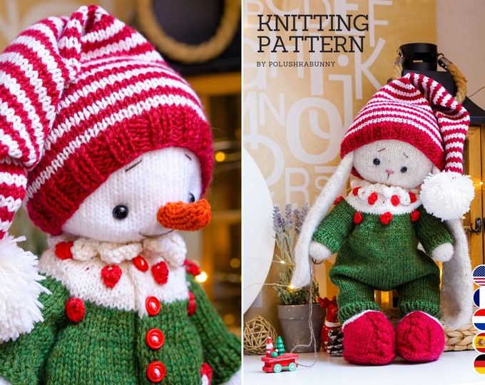 Knitting Toy Clothes Pattern - Christmas Pajama by Polushkabunny