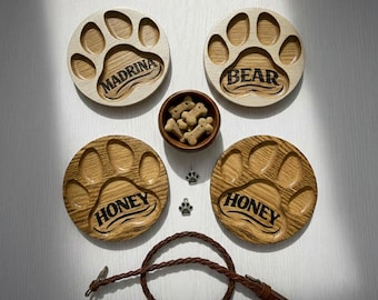 Personalized Dog Paw Wall Decor Custom Name Sign 6 Inch Hardwood Paw Print Wall Art Gift