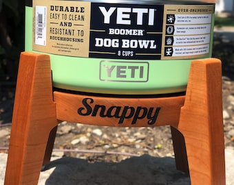 100% Hardwood - Personalized Wood Dog Bowl Stand: Raised Feeder for Yeti Boomer Bowls