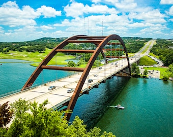 Pennybacker Bridge (Austin 360 Bridge) - (Color) - Fine Art Print, Austin Photography, Home Decor, Art Collectibles, Austin Art
