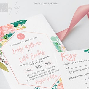Wedding invitation template download, Printable invitation, Editable wedding invite set template TEMPLETT #10