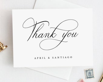 Thank you cards Template, wedding thank you card black and white, Printable DIY, INSTANT DOWNLOAD, 100% Editable Text, 3.5 x 5 #23