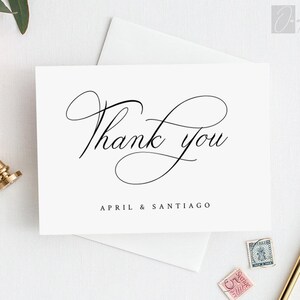 Thank you cards Template, wedding thank you card black and white, Printable DIY, INSTANT DOWNLOAD, 100% Editable Text, 3.5 x 5 #23