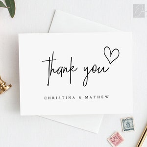 Thank you card Template, black and white thank you card, Printable DIY, INSTANT DOWNLOAD, 100% Editable Text, 3.5 x 5 #33