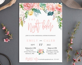 Floral REHEARSAL DINNER INVITATION template, Wedding Rehearsal dinner invite,The night before, Printable Invitation,Instant Download #10