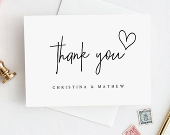 Thank you card Template, black and white thank you card, Printable DIY, INSTANT DOWNLOAD, 100% Editable Text, 3.5 x 5 #33