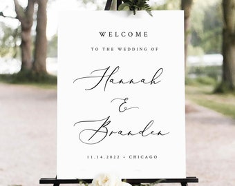 Welcome Sign Template Wedding, Black and white Wedding Welcome Sign,  INSTANT DOWNLOAD, 100% Editable Text, 18x24 & 24x36 A1 A2 #86