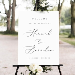 Welcome Sign Template Wedding, Black and white Wedding Welcome Sign,  INSTANT DOWNLOAD, 100% Editable Text, 18x24 & 24x36 A1 A2 #86