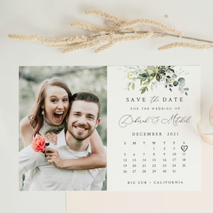 Greenery Save the Date Postcard template Download, Eucalyptus Save the date invite calendar template,Instant Download 4x6 & 5x7,TEMPLETT #50