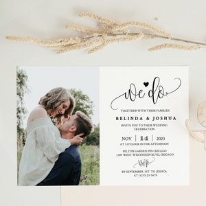 We do Wedding invitation template, Photo Wedding invitation, Photo Editable Template,INSTANT DOWNLOAD, Boho, diy draft Vintage, TEMPLETT #25