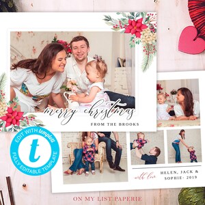Weihnachtskartenvorlage, Fotoweihnachtskarte, bearbeitbare Weihnachtskarte, Happy Christmas Card, Frohe Weihnachten, TEMPLETT #600