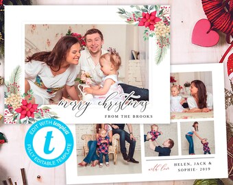 Christmas Card Template,Photo christmas card,editable Holiday Card, Happy Christmas Card, Merry Christmas, TEMPLETT #600