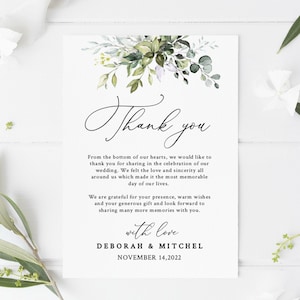 Thank you card Template, Greenery Thank you Note, Eucalyptus thank you card Printable, INSTANT DOWNLOAD, 100% Editable Text, 4x6 and 5x7 #50