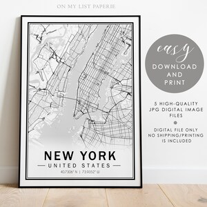 New York City Karte Druck New York Karte Druck Druckbare Wand Kunst Digitale Karte City Maps Druckbare Stadt Karte Poster NYC Stadt Karte Kunst Download #400