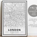 London City Map Print, Black and White Map Poster, London Map Print, City Maps, Printable Wall ...
