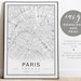 Paris City Map Printable Black and White City Map Poster | Etsy