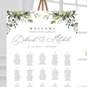 Greenery Wedding SEATING CHART TEMPLATE Seating Chart Wedding sign Printable Seating chart sign wedding template download Find your seat #50