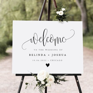 Welcome Sign Wedding template, Black and white Wedding Welcome Sign,  INSTANT DOWNLOAD, 100% Editable Text, 18x24 & 24x36 A1 A2 #25