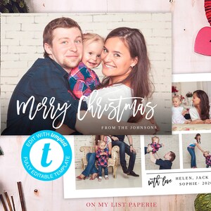 Weihnachtskartenvorlage, Fotoweihnachtskarte, bearbeitbare Weihnachtskarte, Happy Christmas Card, Frohe Weihnachten, TEMPLETT #600