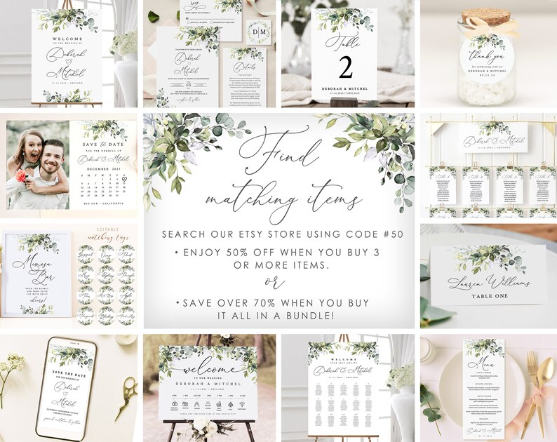 BRIDAL SHOWER invitation template, Greenery Bridal Shower invite template, Greenery bridal shower Templett instant download templett#50 image 5