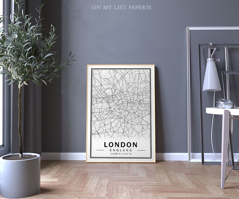 London City Map Print Black and White Map Poster London Map | Etsy