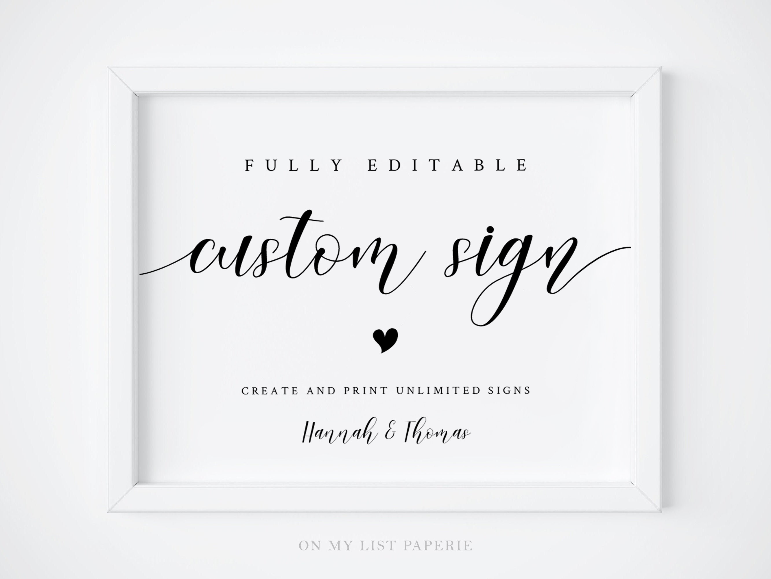Printable CUSTOM SIGN TEMPLATE Wedding Sign Printable Editable | Etsy