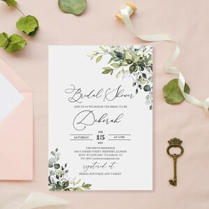 BRIDAL SHOWER invitation template, Greenery Bridal Shower invite template, Greenery bridal shower Templett instant download templett#50 image 8