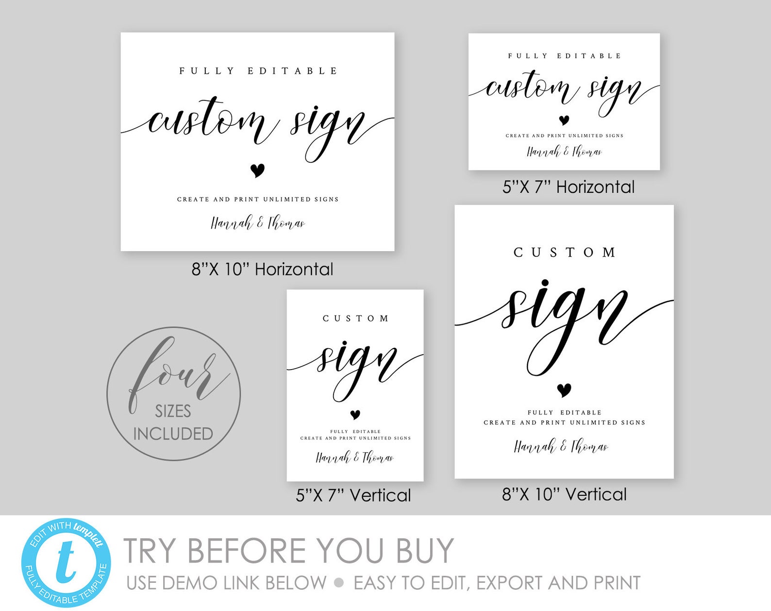 Printable CUSTOM SIGN TEMPLATE Wedding Sign Printable Editable | Etsy