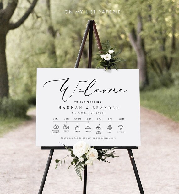Welcome Sign Template Wedding Black and White Wedding Welcome - Etsy