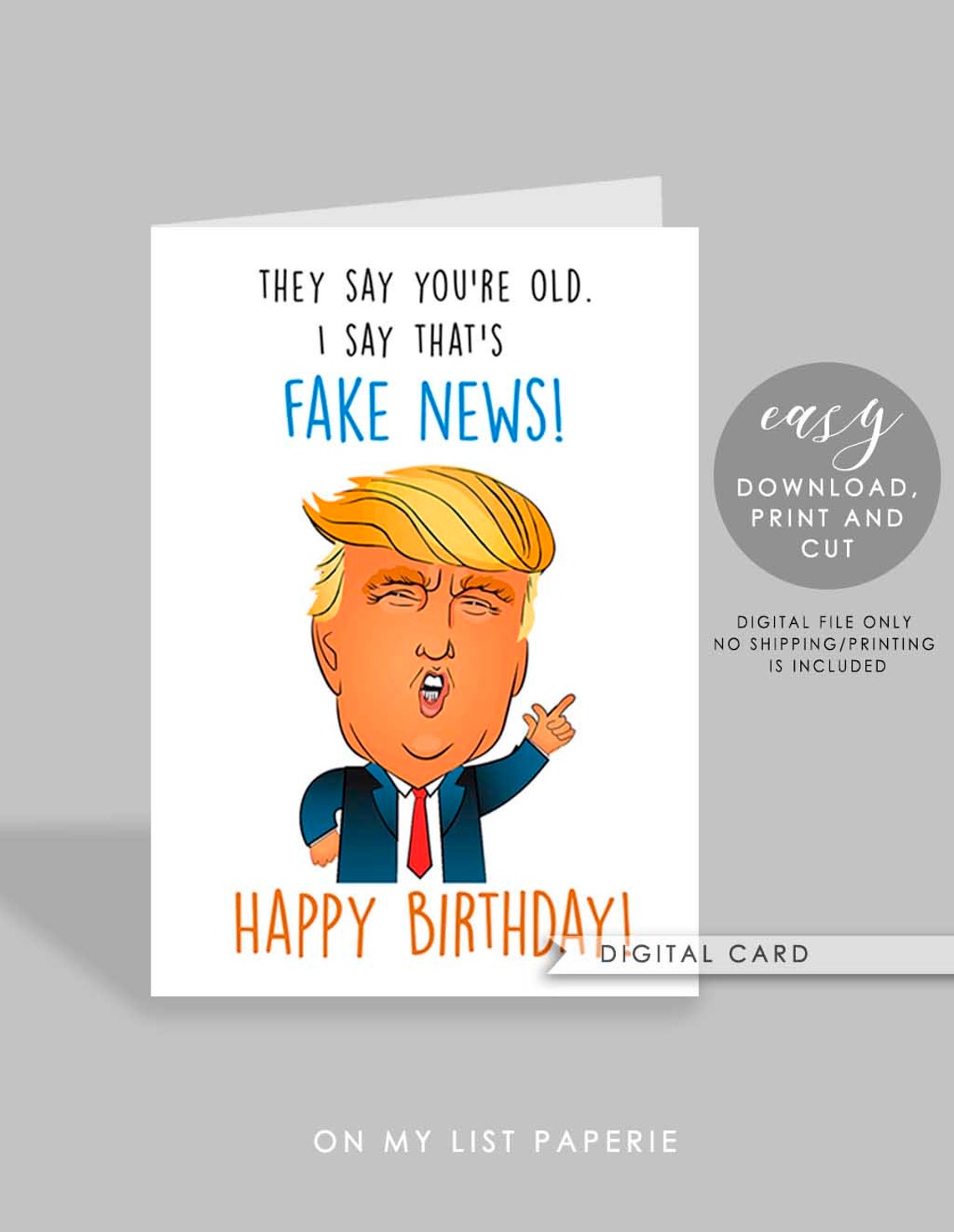 Trump Birthday Card Funny Donald Trump Birthday digital card | Etsy