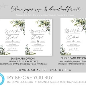 BRIDAL SHOWER invitation template, Greenery Bridal Shower invite template, Greenery bridal shower Templett instant download templett#50 image 10