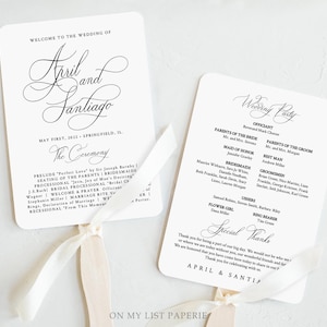 Wedding Program Fan Template, Modern Wedding program template download, Classic Printable Program Templett, Ceremony program template #23