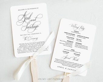 Wedding Program Fan Template, Modern Wedding program template download, Classic Printable Program Templett, Ceremony program template #23