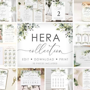 Wedding bundle template download, Greenery wedding template bundle 35 pieces included, Greenery invitation set 36 pieces TEMPLETT #50 • HERA