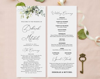 Greenery Wedding Program Template, Modern Wedding program template download,Printable Program Templett,Classic Ceremony program template #50