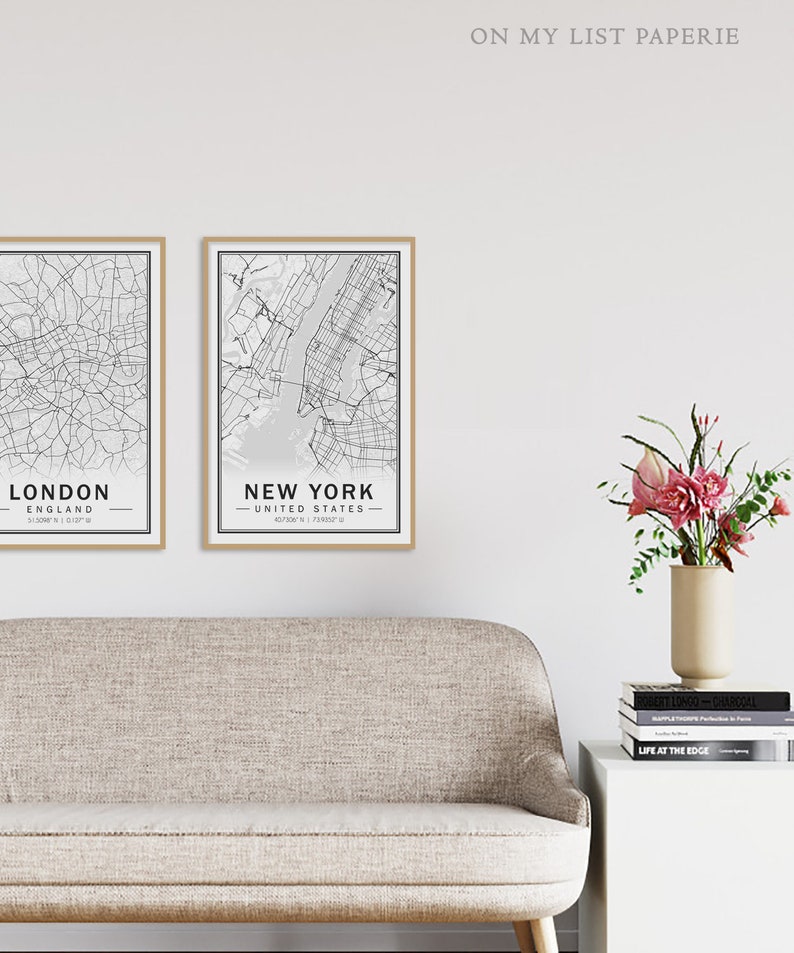 London City Map Print Black and White Map Poster London Map | Etsy