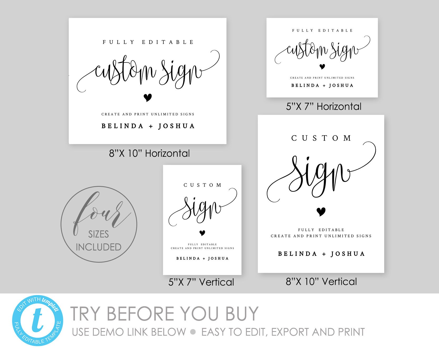 Printable CUSTOM SIGN TEMPLATE Printable Editable Template | Etsy