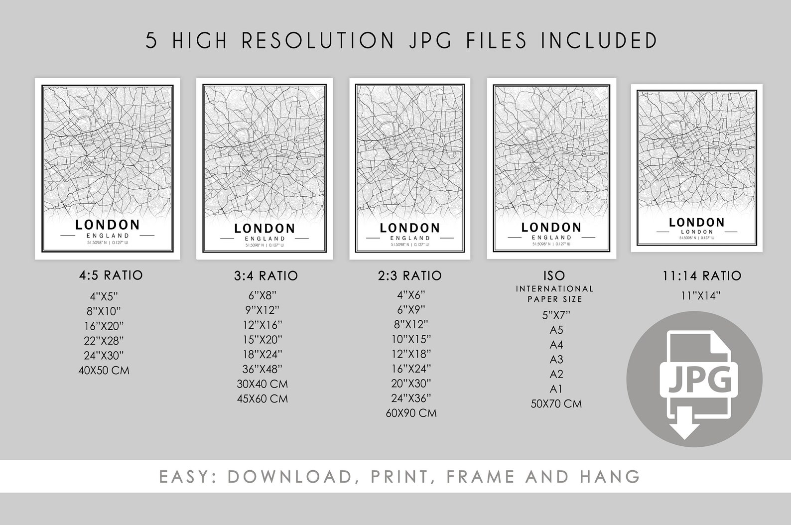 London City Map Print Black and White Map Poster London Map - Etsy