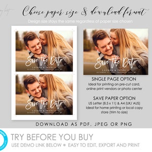 Electronic Printable Save the Date invitation with photo, 100% Editable Two sizes 4x6 & 5x7 1080x1920 px INSTANT DOWNLOAD, TEMPLETT 44 image 4