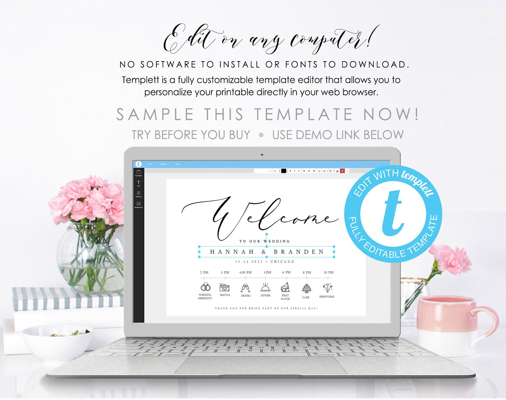 Welcome Sign Template Wedding Black and White Wedding Welcome - Etsy