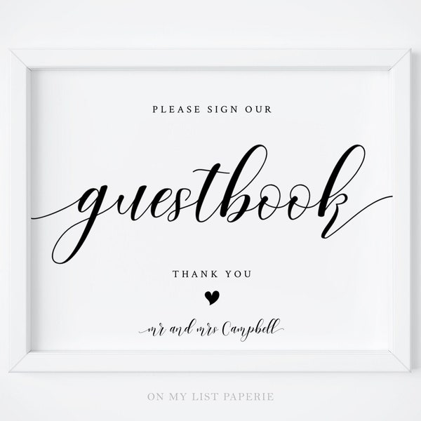 Guest book Template, guestbook wedding sign, kraft Rustic Printable DIY, INSTANT DOWNLOAD, Editable Text, 8x10 Horizontal #40